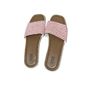 Ana Red/White Patterned Slide Espadrille Slip On Sandals